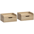 Floating Nightstands Set of 2, Wall Mounted Bedside Table with Drawer for Bedroom, Natural Wood
