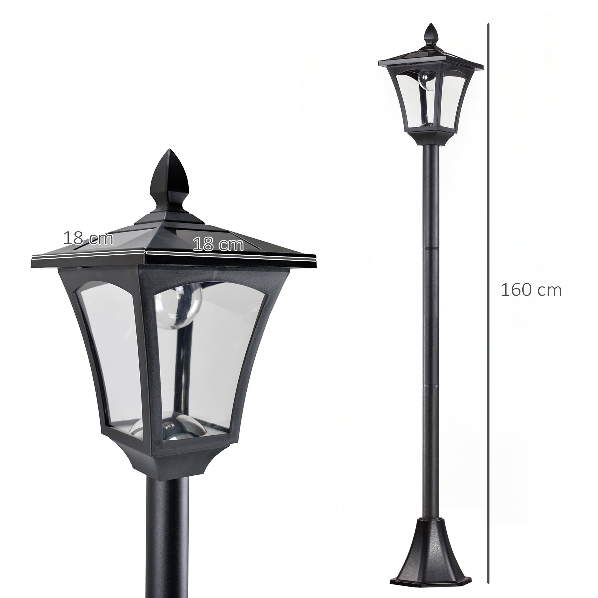 2 Pieces Outdoor Garden Solar Post Lamp Sensor Dimmable LED Lantern Bollard Pathway 1.6M Tall €“ Black