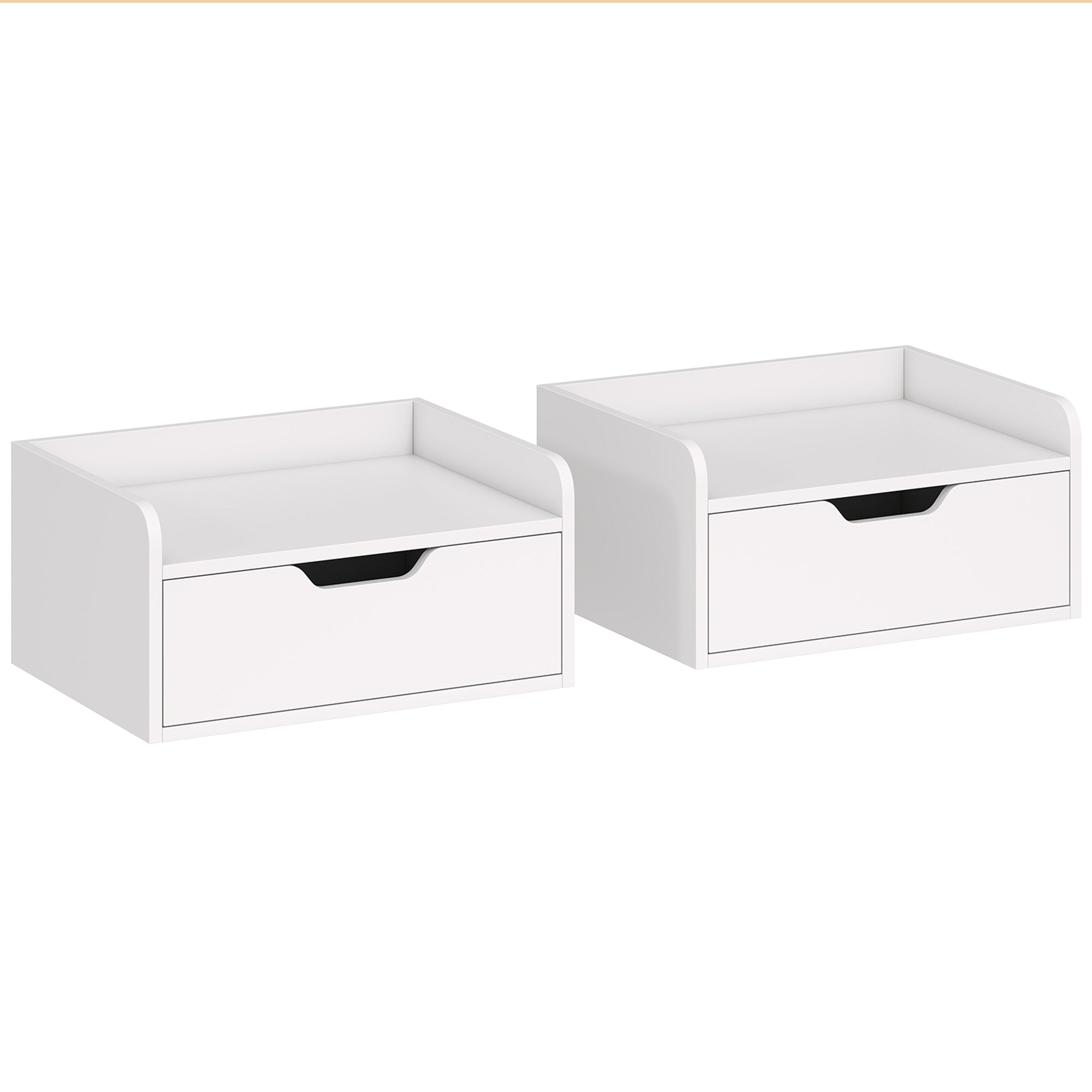 Floating Nightstands Set of 2, Wall Mounted Bedside Table with Drawer for Bedroom, White