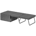 Folding Single Bed with Linen Sponge Mattress and Dust Cover - Grey