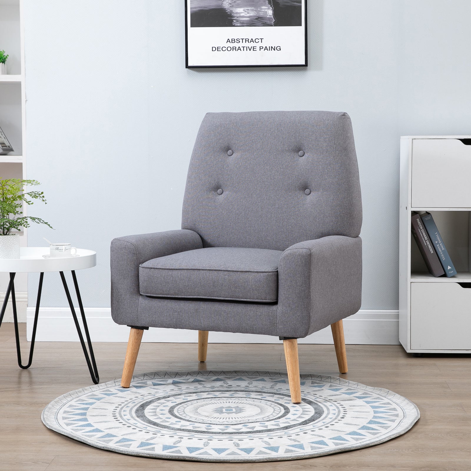 Scandinavian-Style Single Armchair - Grey