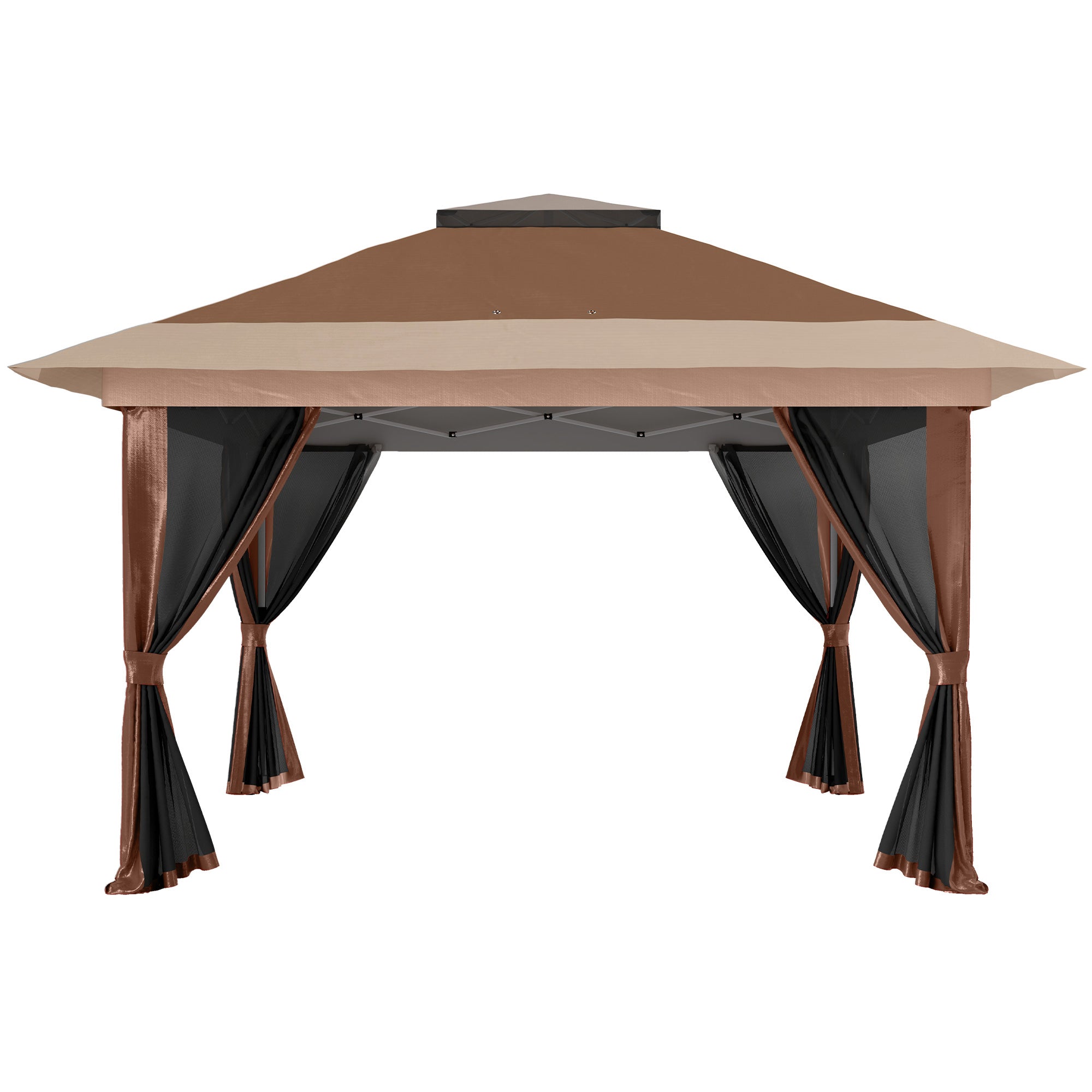 3.6m Pop-Up Gazebo with UPF50+ Canopy and Mesh Lining - Brown