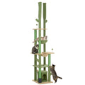 Height Adjustable 225-255cm Floor to Ceiling Cat Tree with Scratching Posts - Green