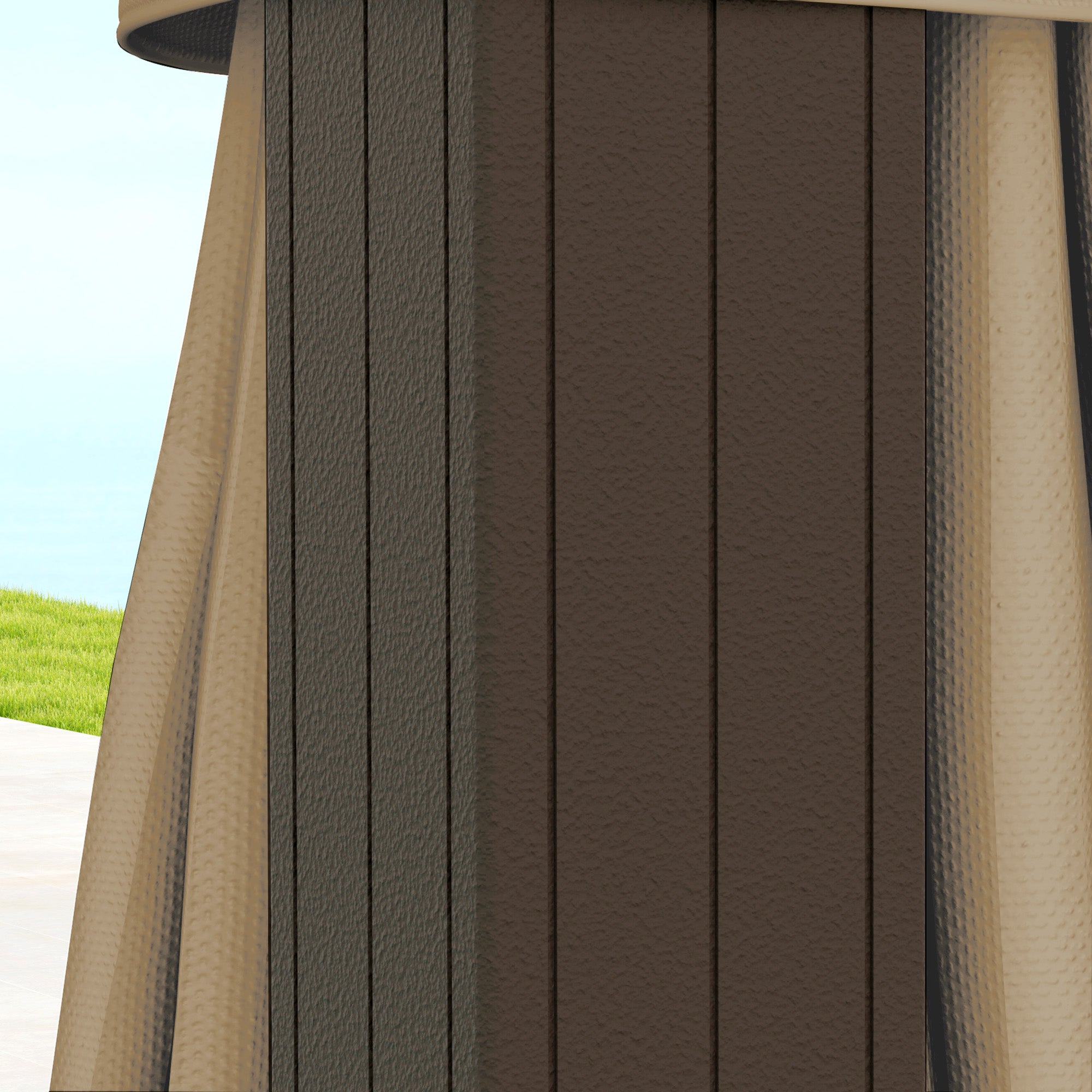 3 Piece Metal Hardtop Gazebo with Curtains and Accessories - Brown