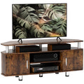 TV Unit Cabinet for TVs up to 55 Inches with Storage Shelves and Cupboard - Rustic Brown