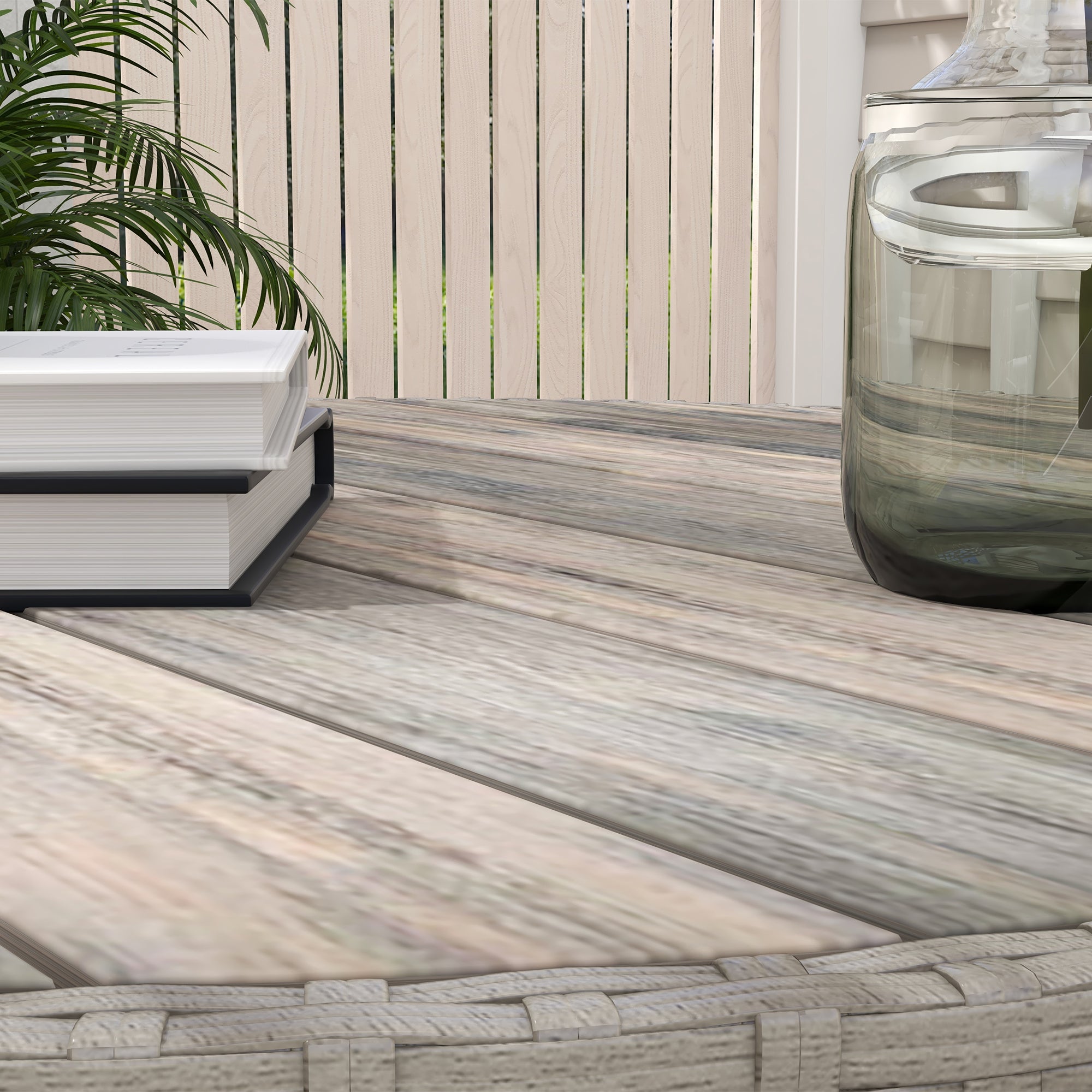 Five-Piece Rattan Garden Set, with Two-Tier Table - Grey