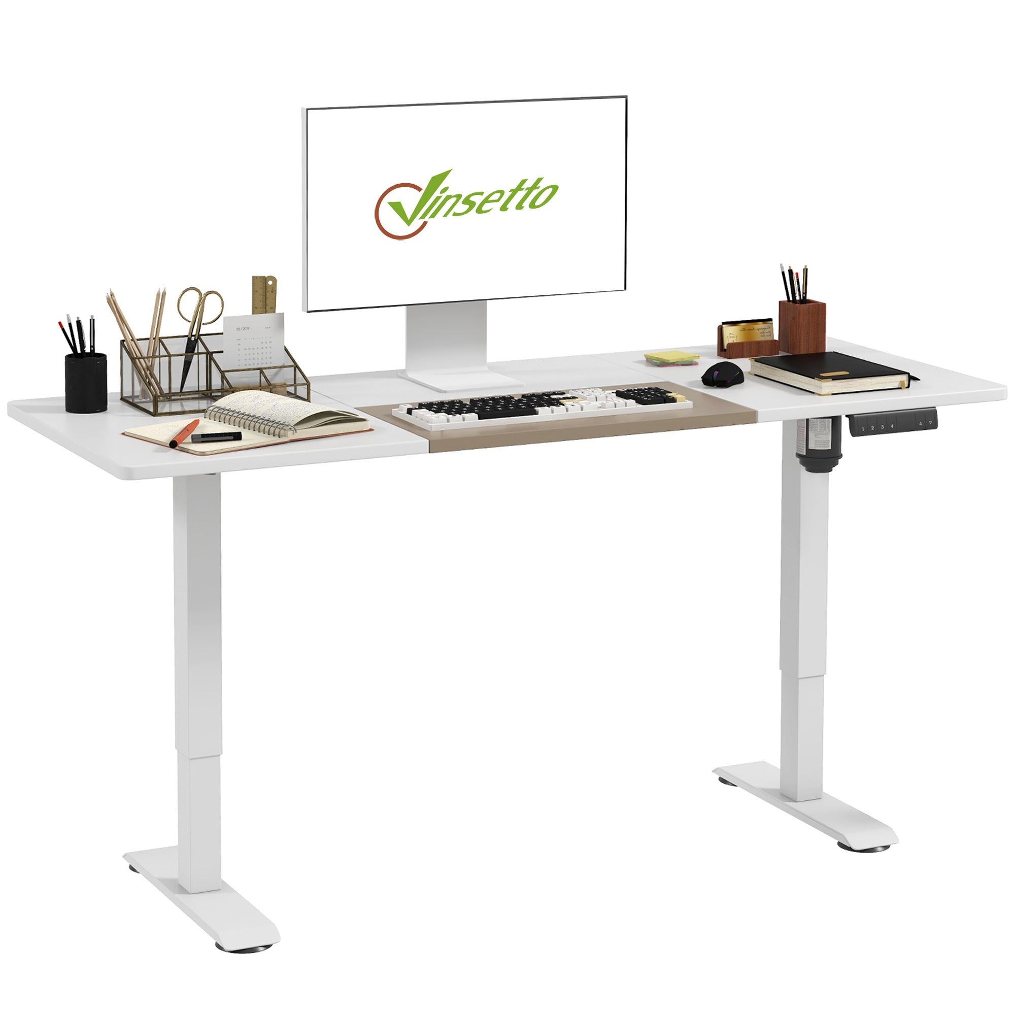 72-116cm Adjustable Electric Standing Desk, with LED Display - White