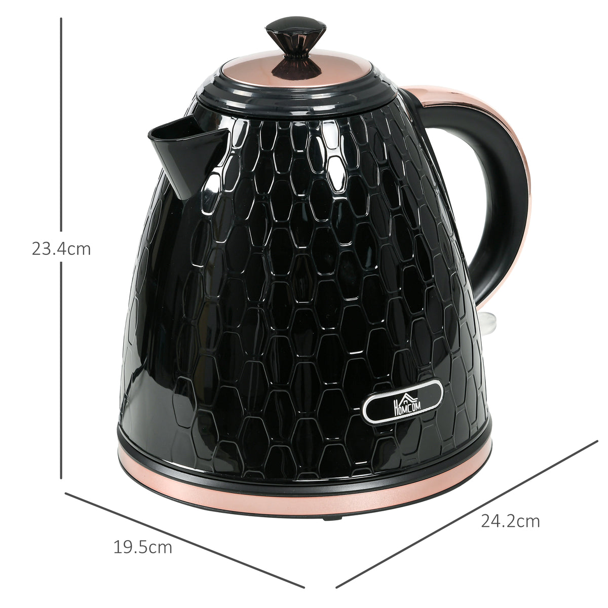 1.7L Electric Kettle 3kW Fast Boil with Auto Shut-off & Removable Filter - Black