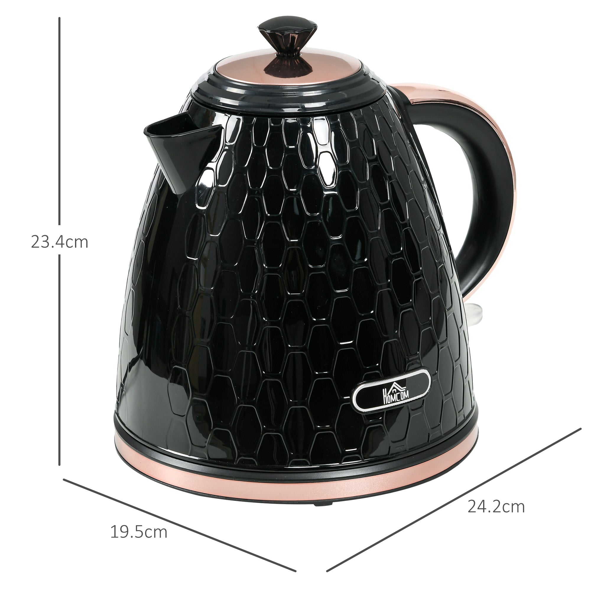 Electric Kettle, 1.7L, Fast Boil, 3kW Water Kettle with Removable Washable Anti-scale Filter, Auto Shut-off, 360° Swivel, BPA Free, Black