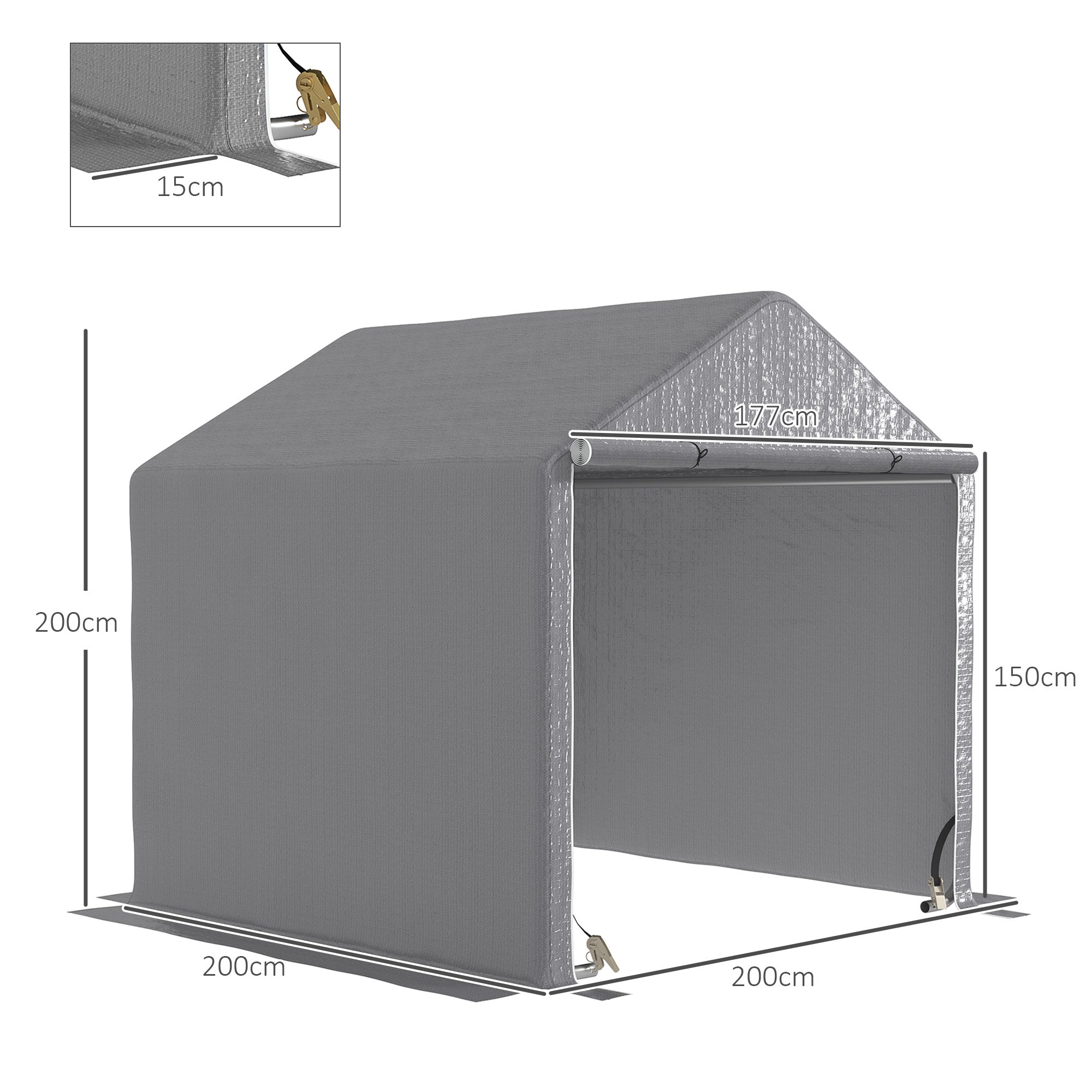 2 Metre Garden Fabric Storage Tent Set of 2 - Waterproof Grey
