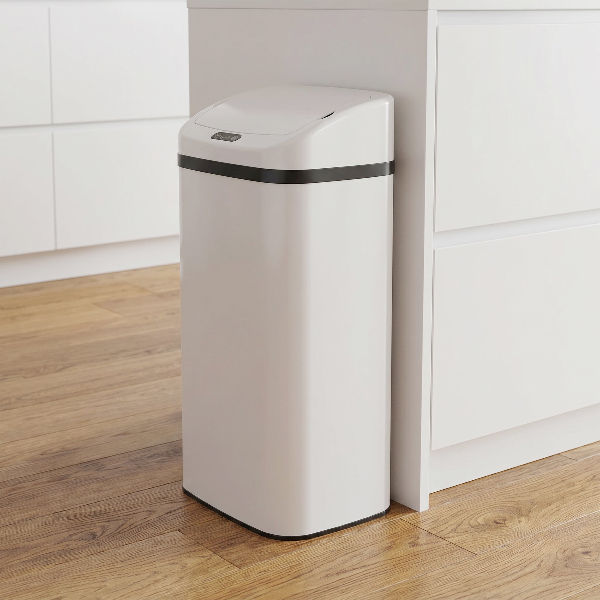 48L Stainless Steel Sensor Bin - White