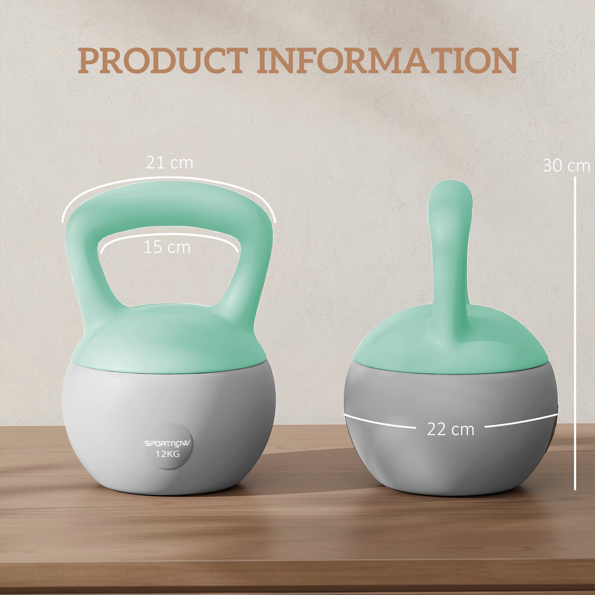 12KG Soft Kettlebell, Kettlebell with Non-Slip Handle for Home Gym, Weight Lifting, Strength Training, Green/Grey