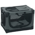 Soft Dog Crate Pet Travel Crate 60 x 42 x 43 cm with Removable Pad Mesh Window Army Green