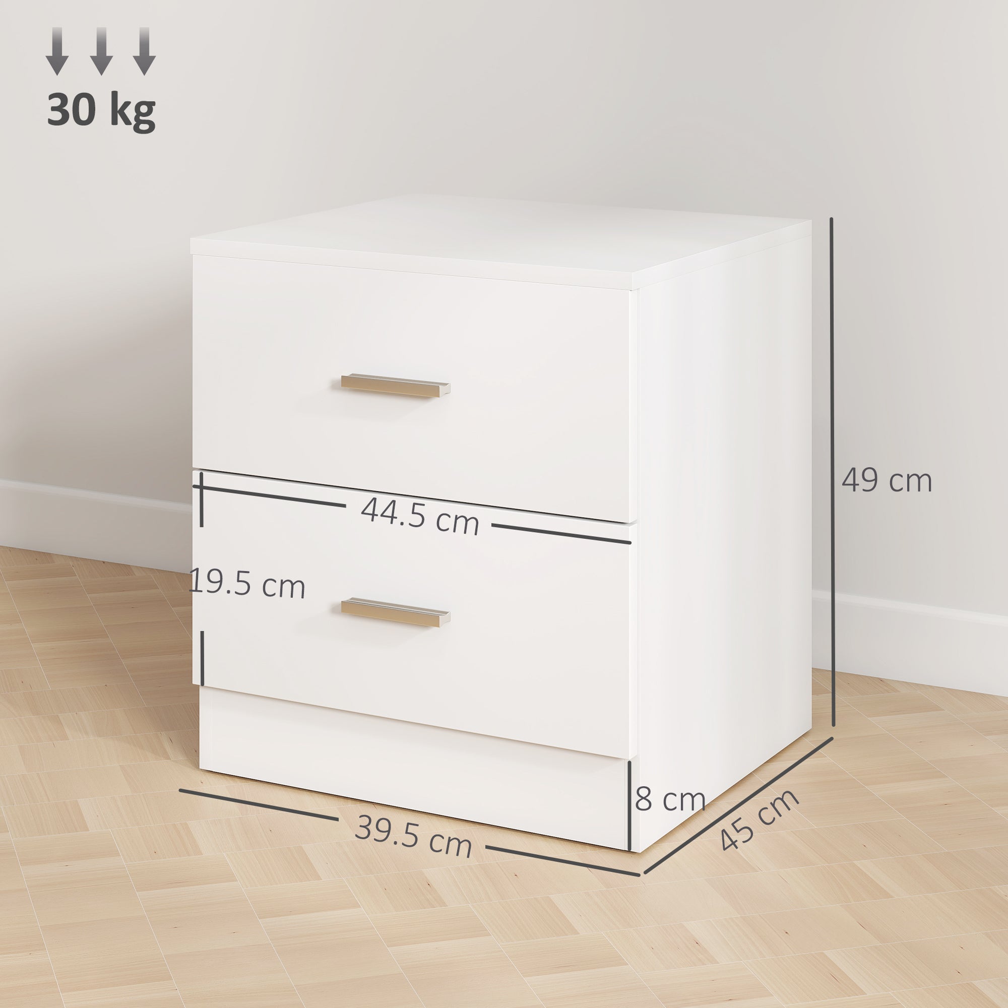 Set of 2 Modern Nightstands, Bedside Tables with 2 Storage Drawers, Accent End Table for Bedroom and Living Room, White