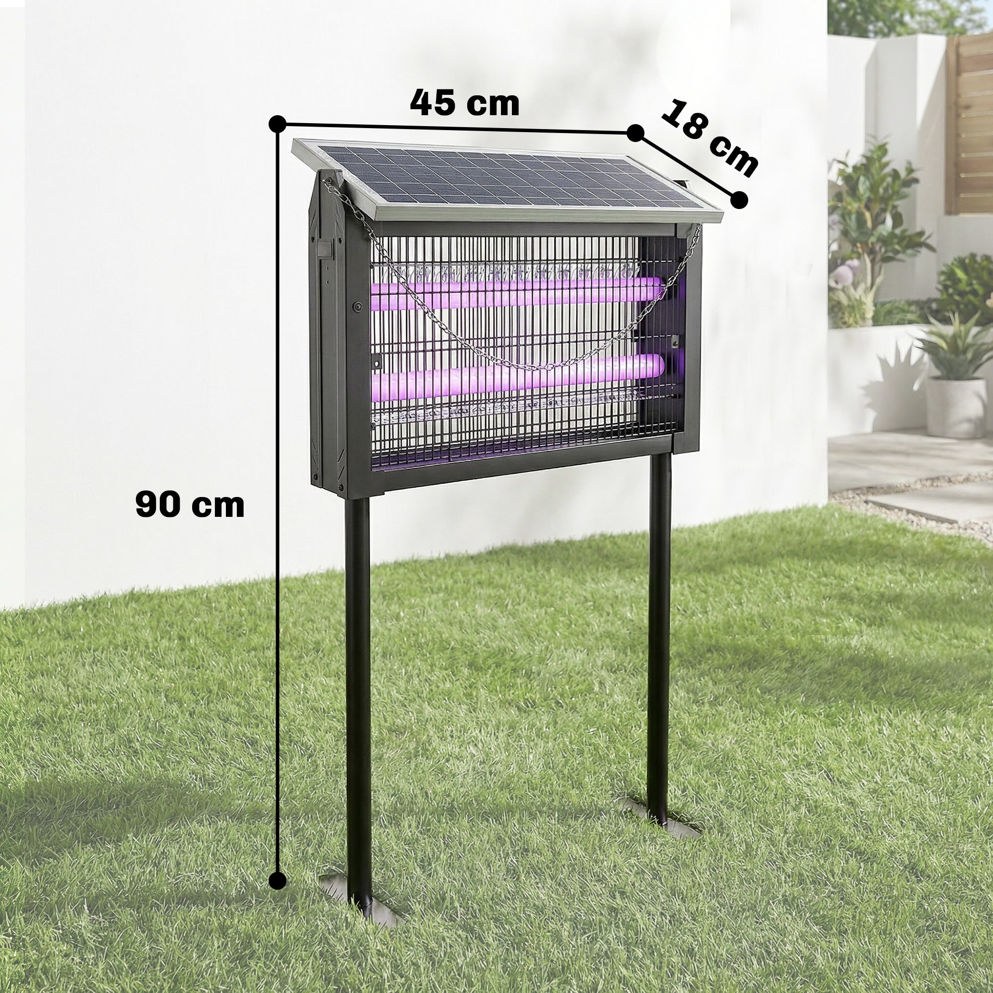 Solar Bug Zapper Outdoor, 3500 V Electric Mosquito Fly Zapper with 4.3 m Cord, Dusk-to-Dawn Control, Black