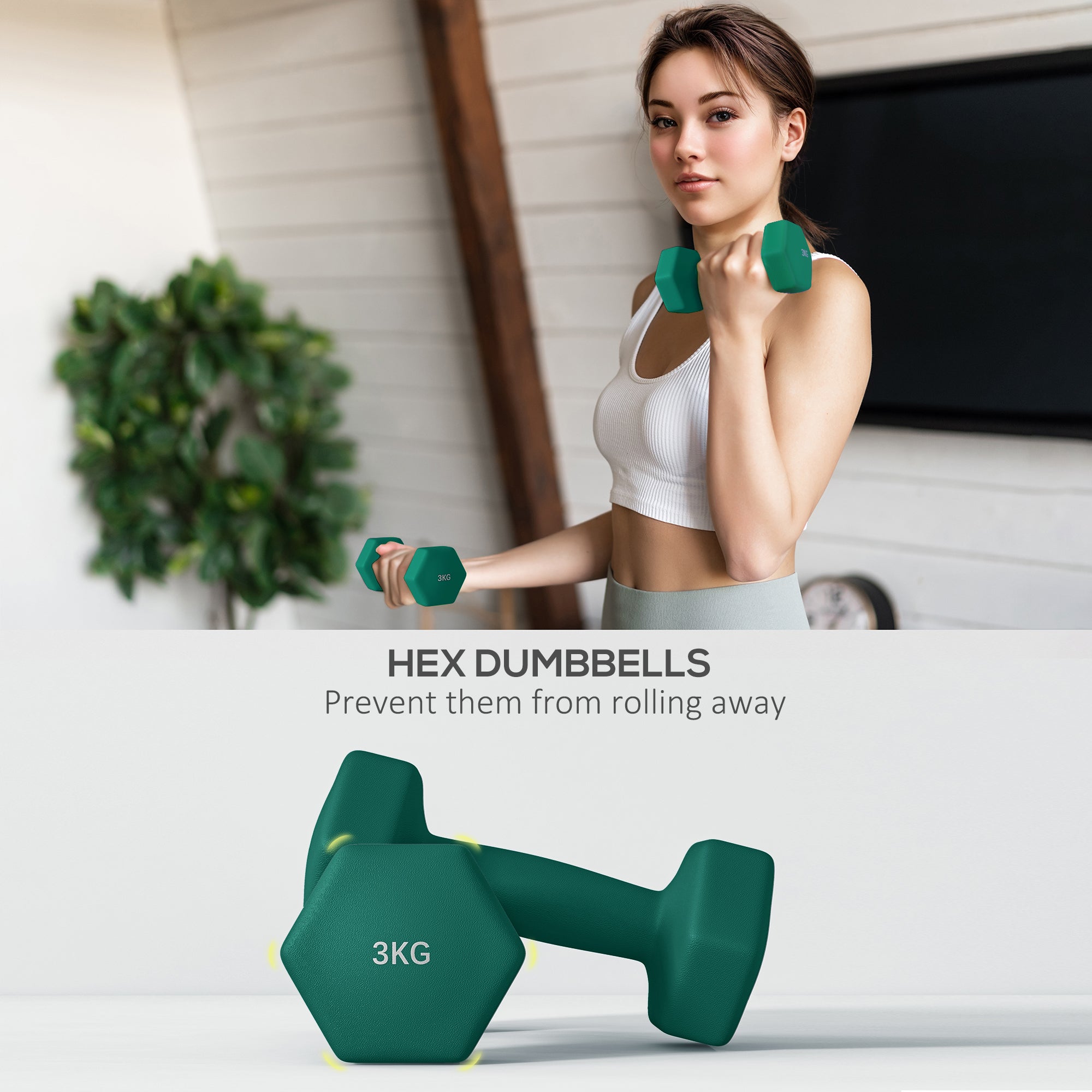 Dumbbells Set with Carry Storage Rack, Set of 6 Weights for Home Gym Kettlebell Training Weight Lifting Exercise, 2 x 1kg, 2 x 2kg, 2 x 3kg