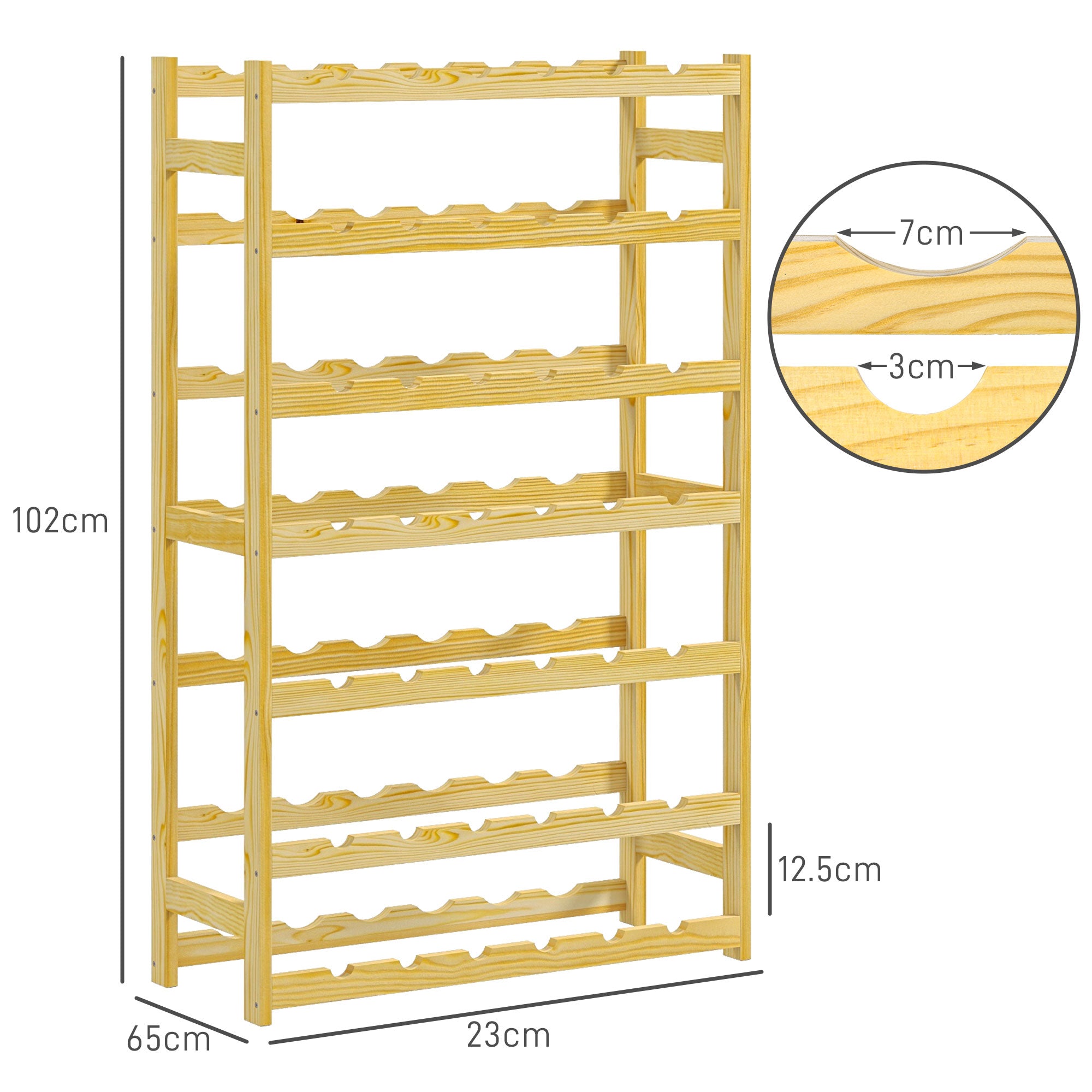 42-Bottle Wooden Wine Rack - Natural Finish