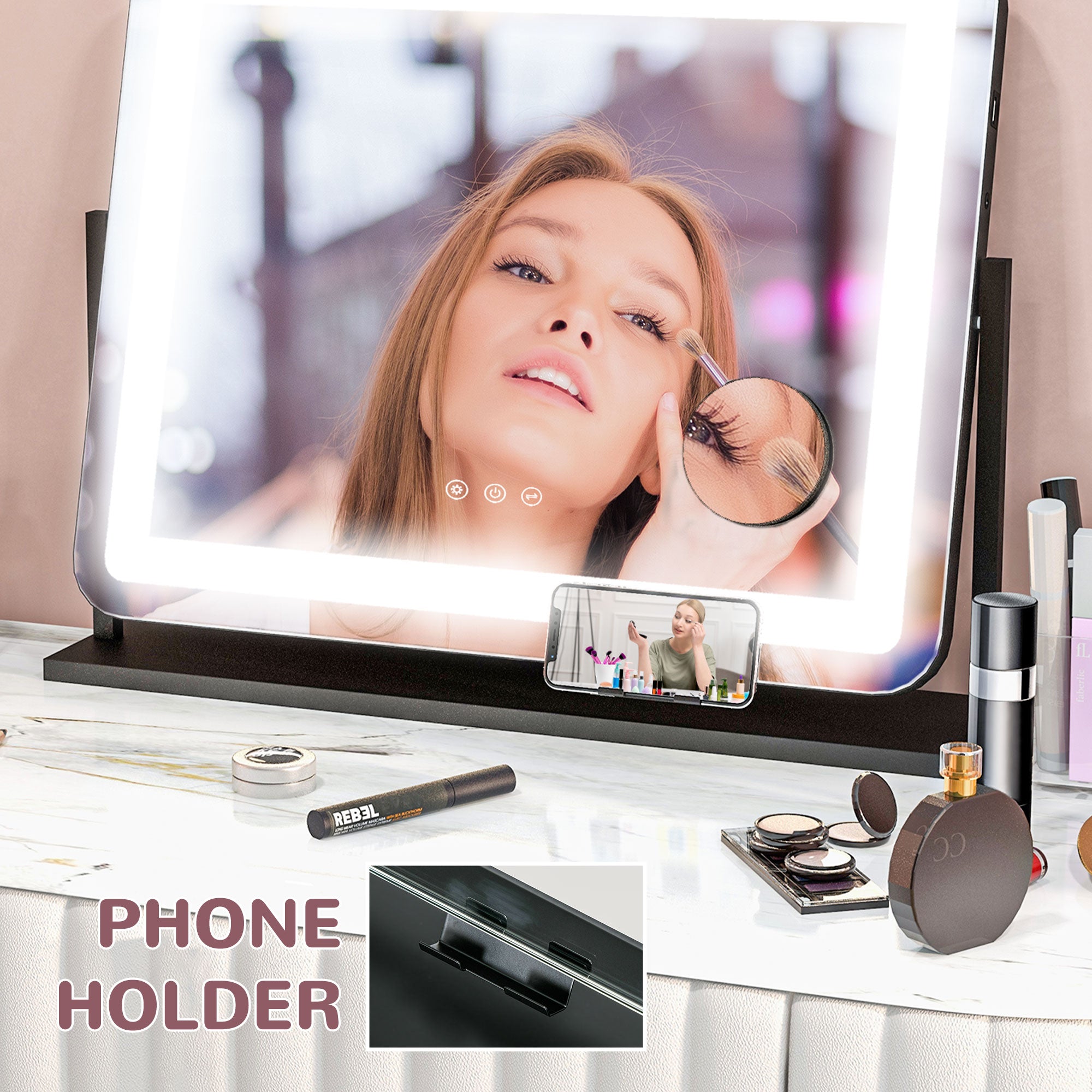 LED Light Tabletop Makeup Mirror, with Adjustable Settings