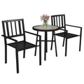 3 Piece Patio Bistro Set with Plastic Top and Stackable Chairs - Grey