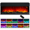 1800W Adjustable 15-40°C Flame Glass Panel Convector Heater 152cm - Black