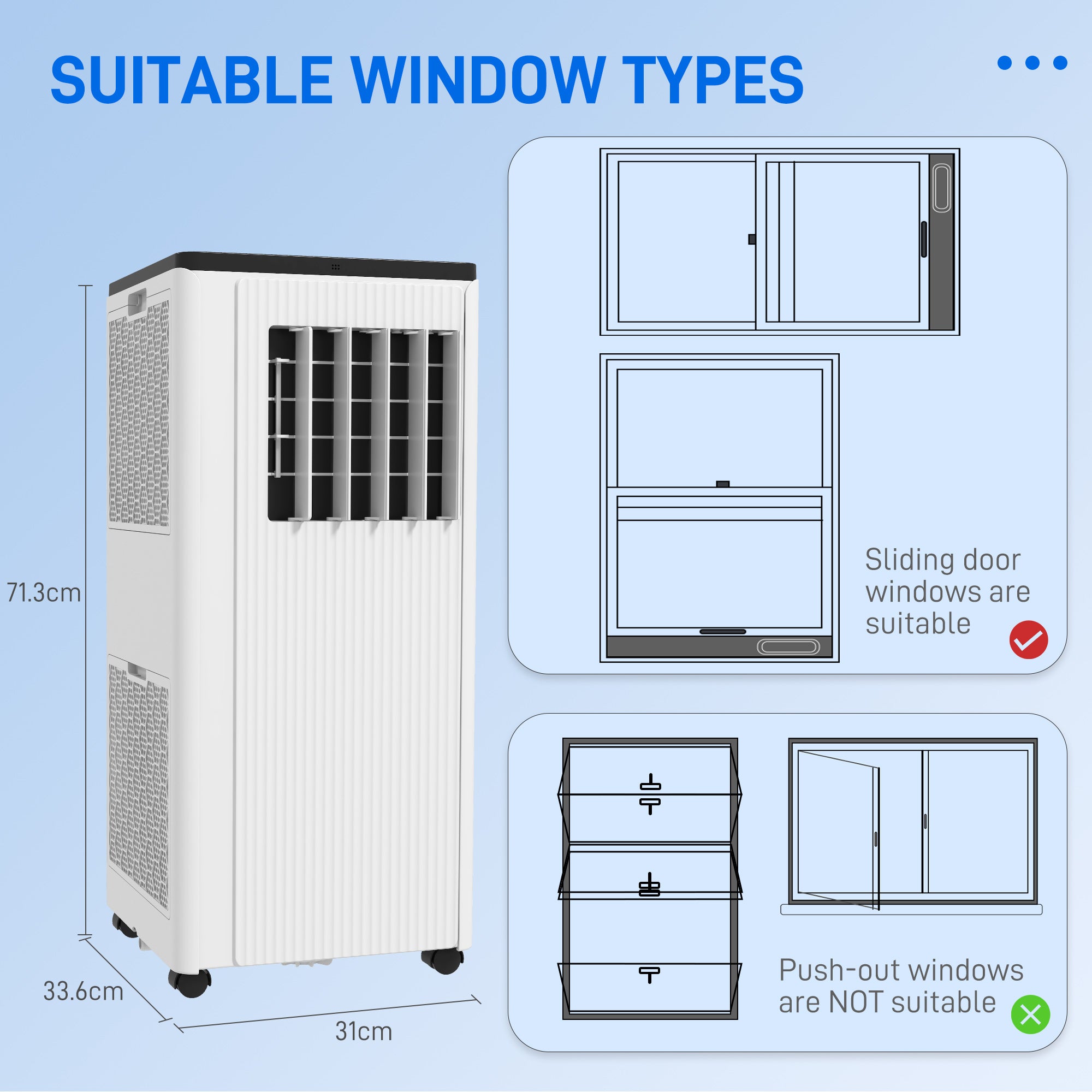 9,000 BTU App-Controlled Mobile Air Conditioner, 20m² Radius - White