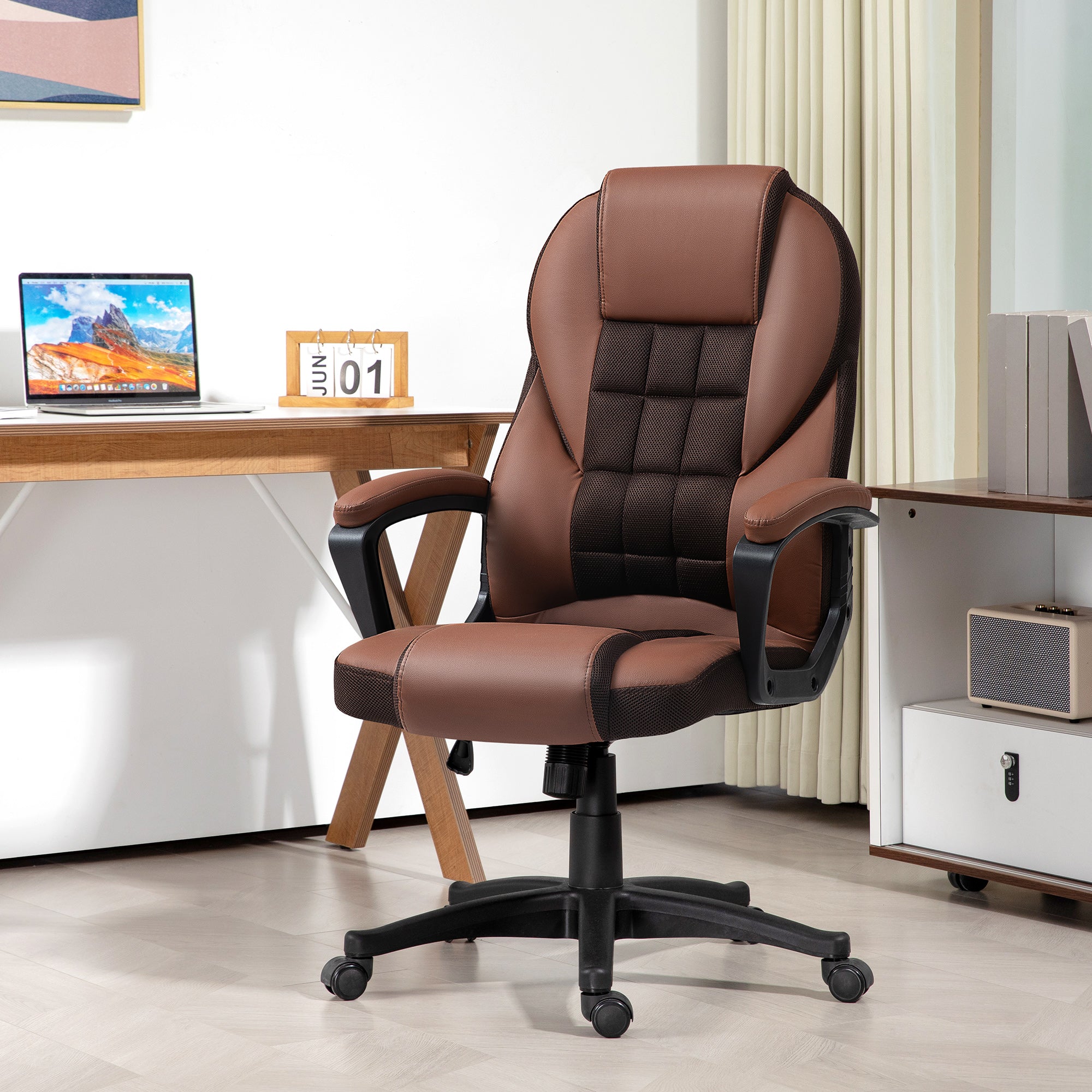 Faux Leather Office Chair - Brown