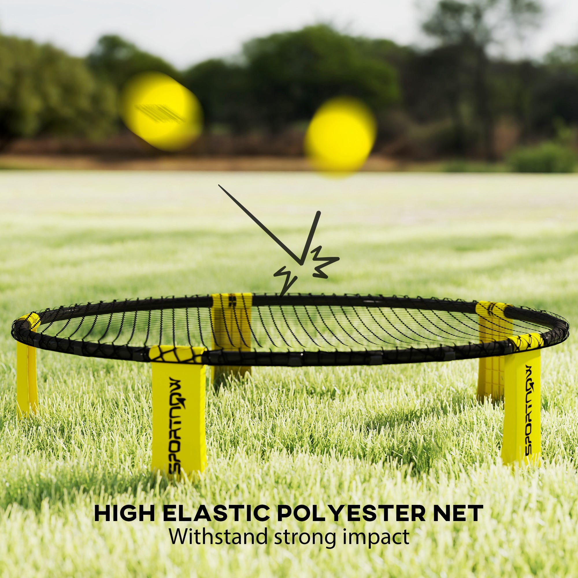 Spike Game Set, Mini Beach Games Set with Net, 3 Balls and Ball Pump, Portable with Carrying Bag for Outdoor Team Sports, Yellow