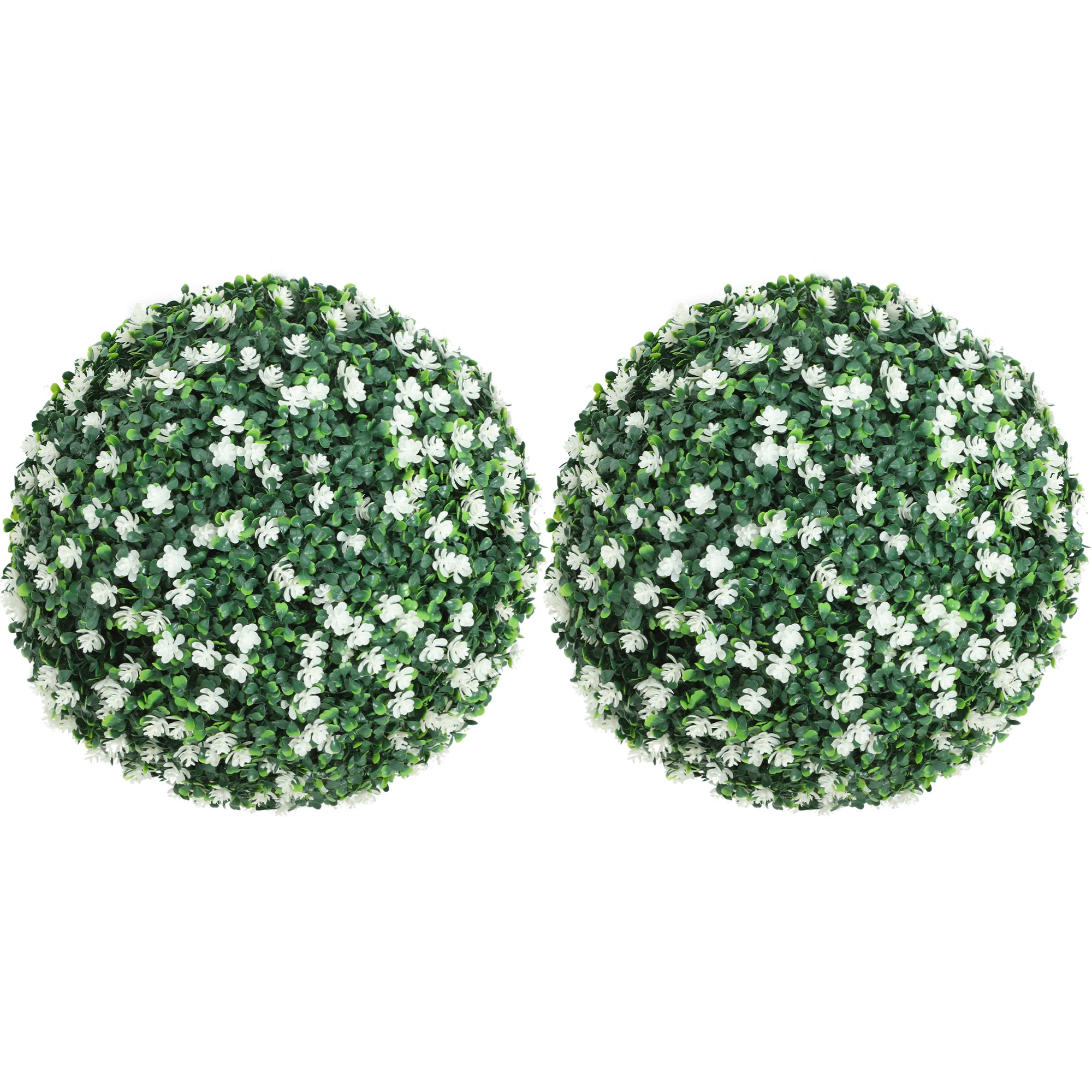 Set of Two Artificial Boxwood Balls Plants - White