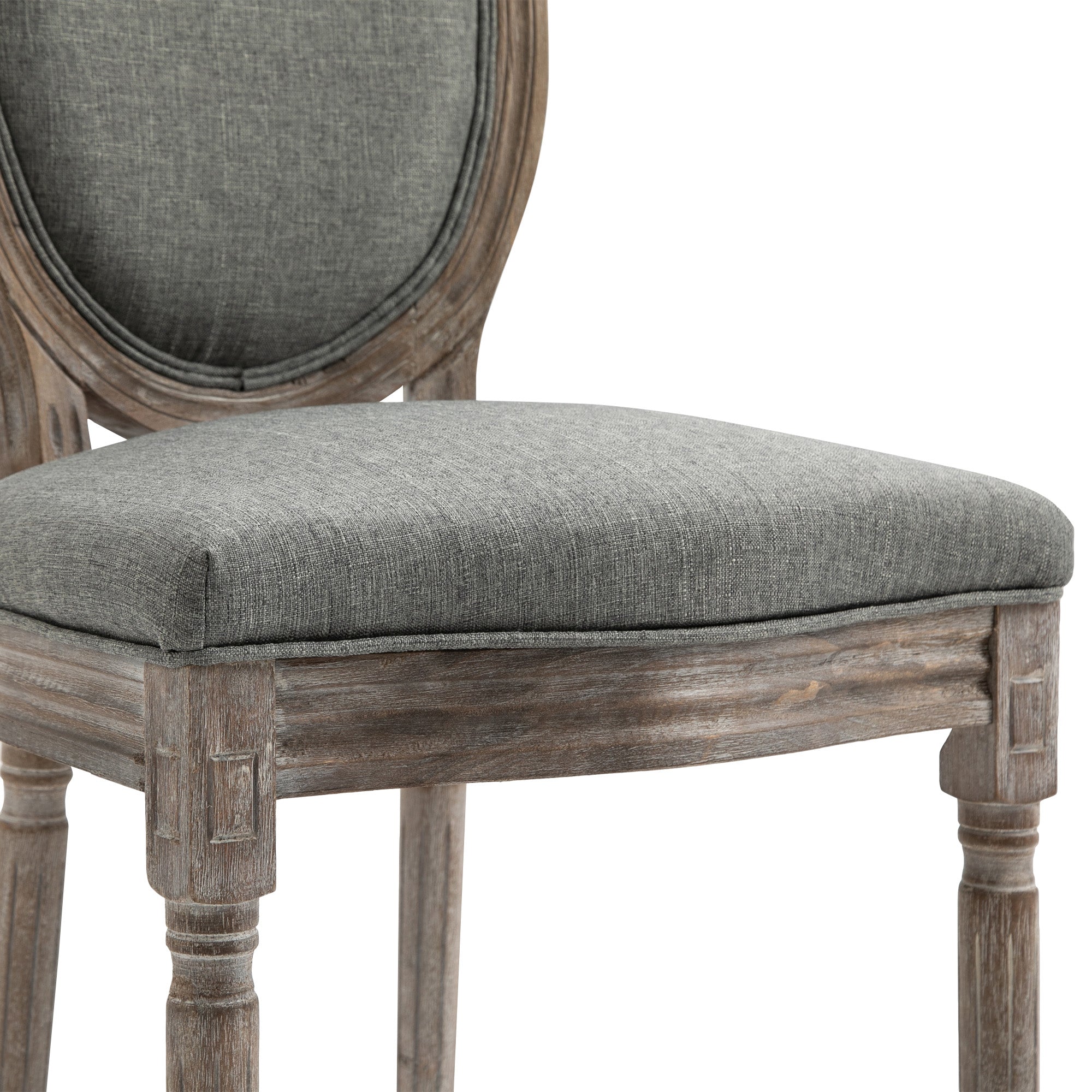 Dining Chairs Set of 2, French-Style Upholstered Kitchen Chairs with Padded Seats, Wood Frame and Round Back, Grey