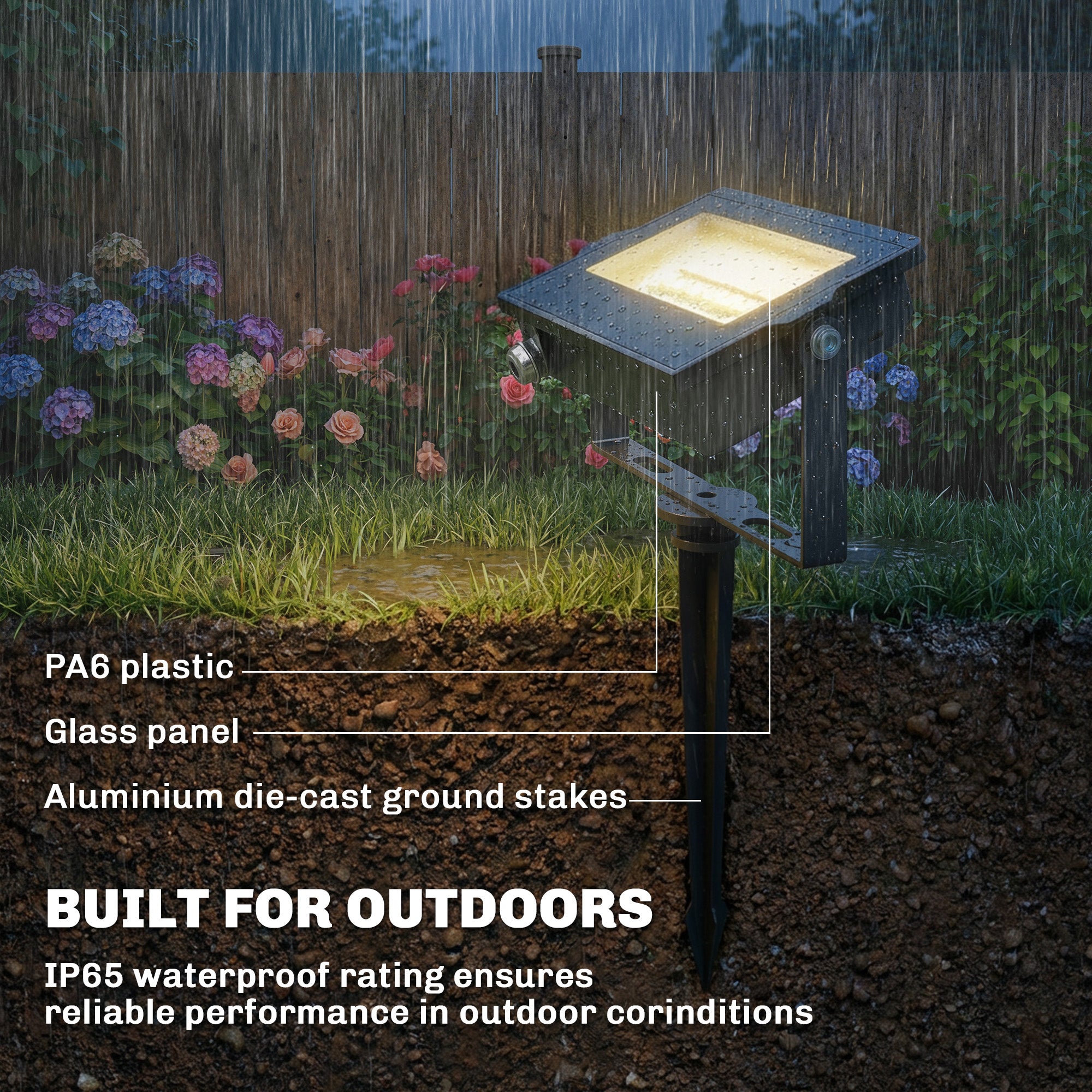 32W LED Floodlights, Linkable 4-Pack Landscape Lighting with Remote Control, RGB Colour Changing, UK Plug, Black