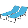 Set of 2 Foldable Outdoor Sun Loungers with 5-Position Adjustable Backrest - Sky Blue