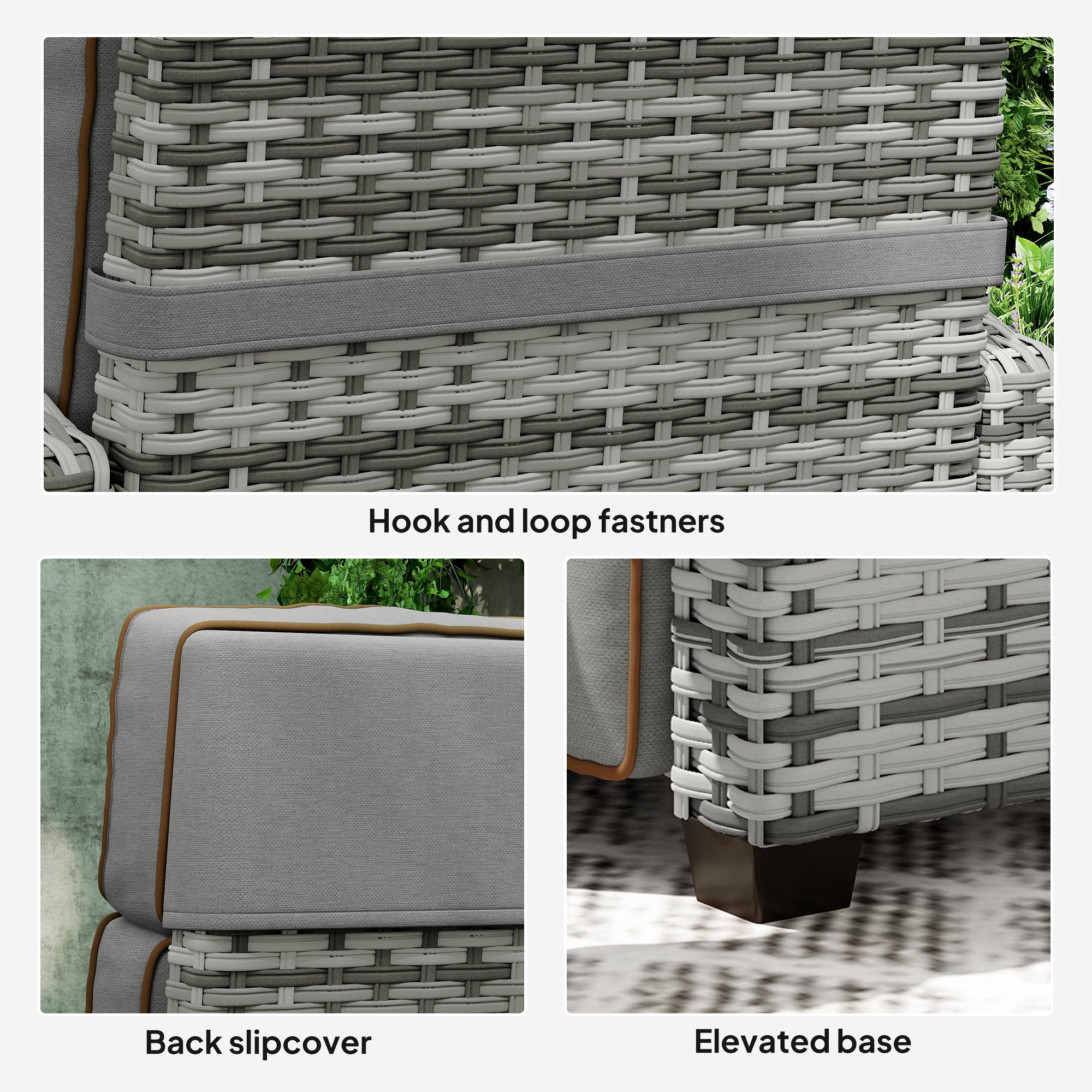 Rattan Garden Recliner Chair, Adjustable Backrest Reclining Rattan Chair with Flip Table, Cushion and Footrest, Indoor Outdoor Lounge Reclining Sun Lounger for Patio, Mixed Grey/Grey