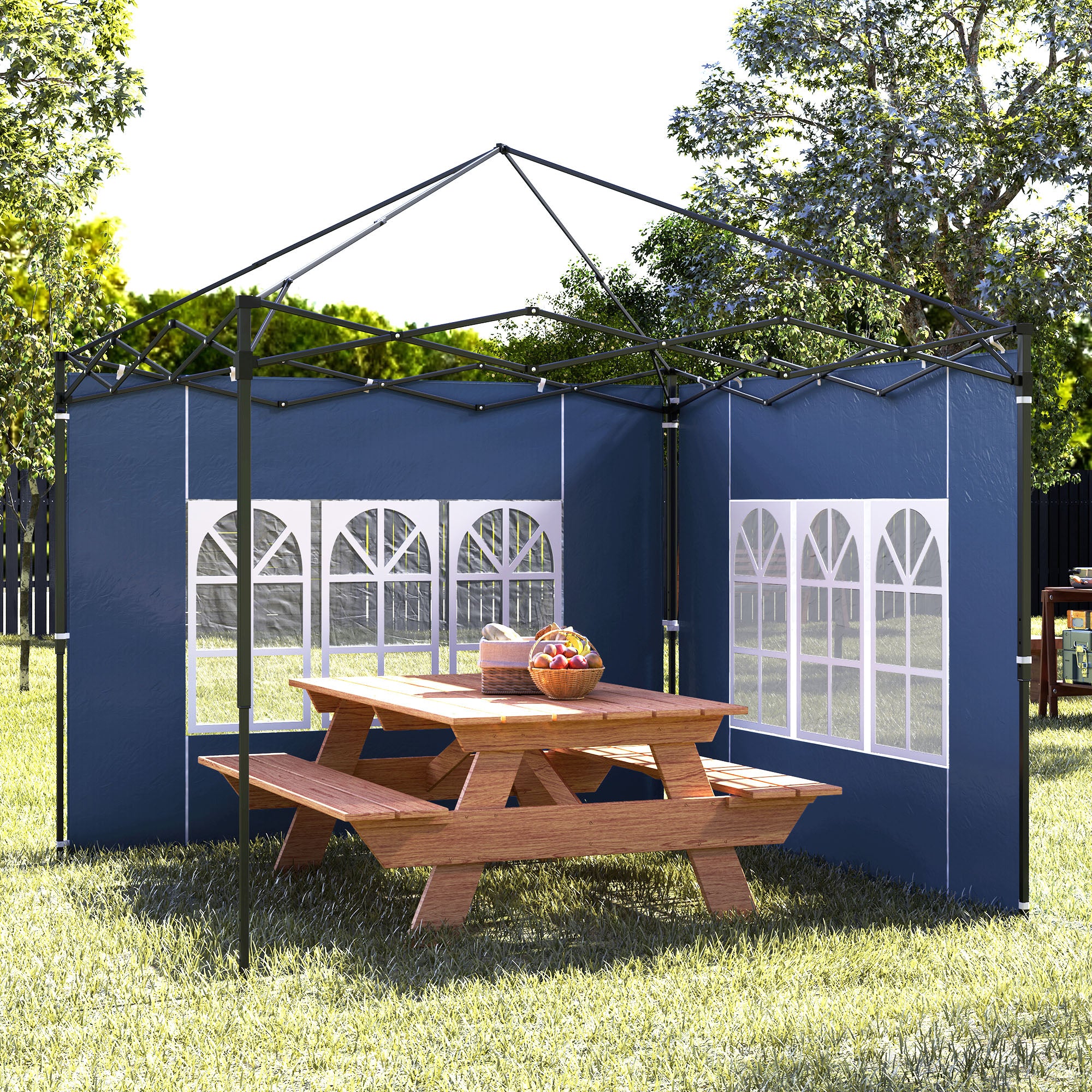 Set of Two 3 x 3(m) Gazebo Frame Replacement Walls - Blue