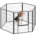 Heavy Duty 6-Panel Dog Playpen with Secure Door 80cm High for Indoor Outdoor - Black