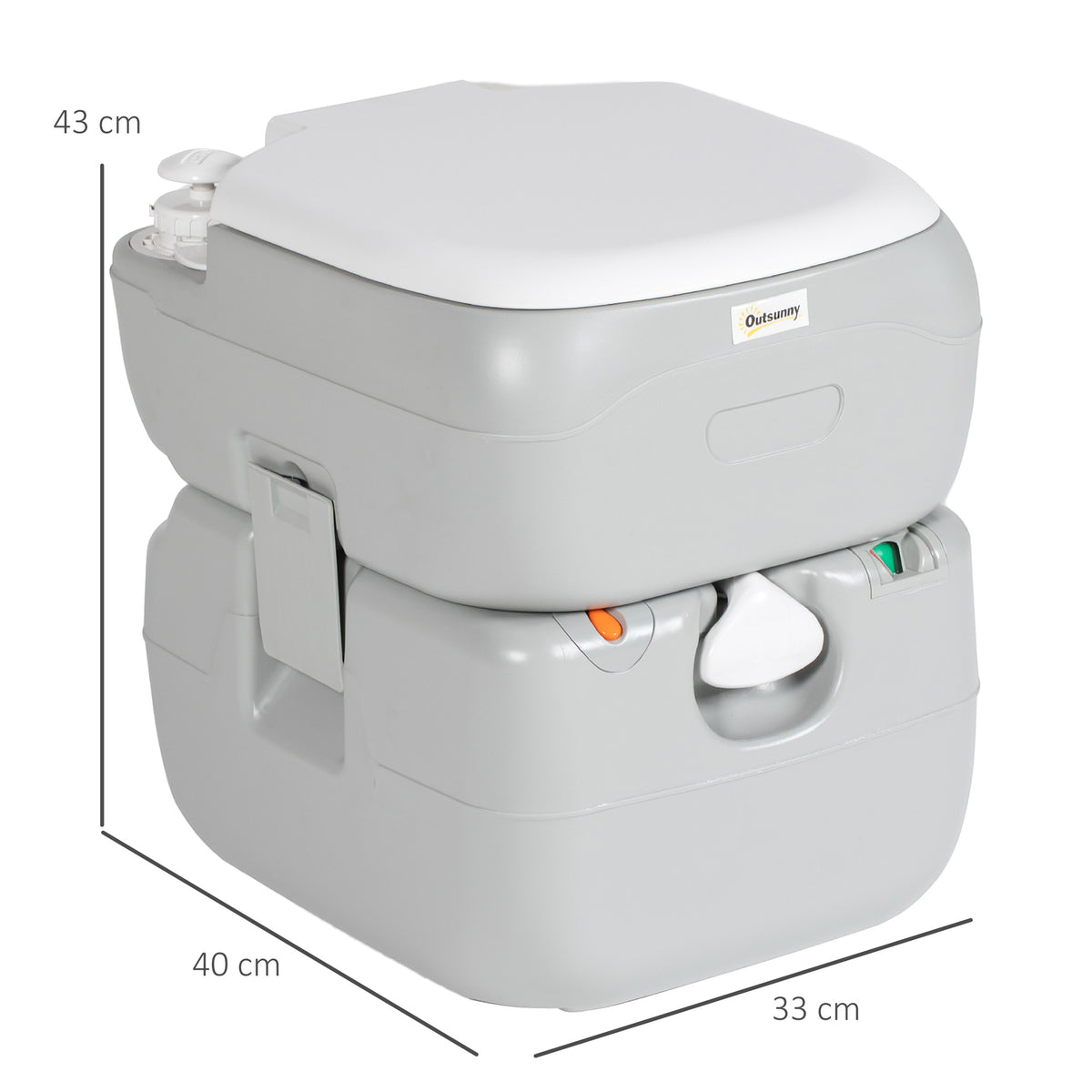 Portable Camping Toilet for Adults with Anti-Leak Design and 12L Fresh Water Tank - Grey