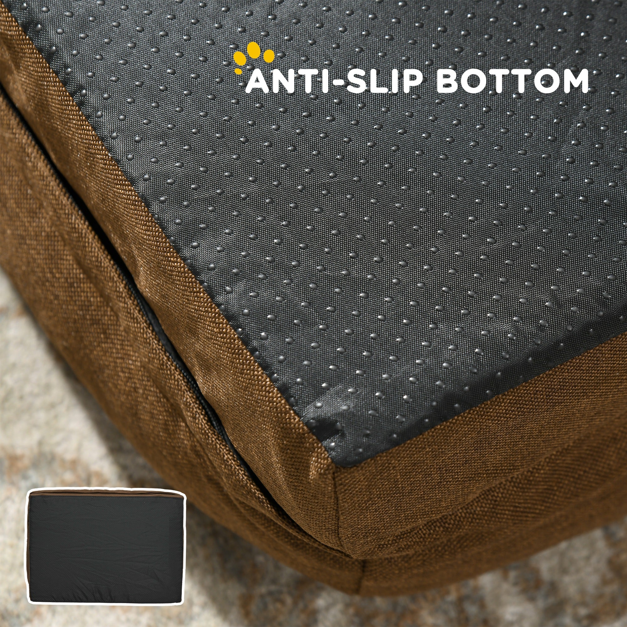 Calming Dog Bed Pet Mattress w/ Removable Cover, Anti-Slip Bottom, for Small Dogs, 70L x 50W x 18Hcm - Brown