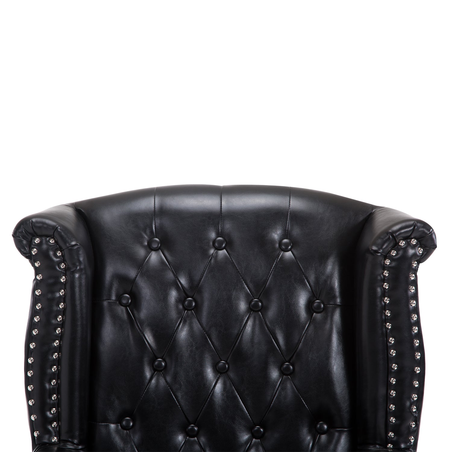 PU Leather Vintage Style High Back Armchair-Black