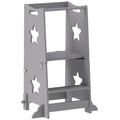 2-in-1 Toddler Step Stool with Safety Rail for Kitchen, Bathroom, Grey