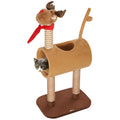 98cm Deer Themed Cat Tree with Scratching Posts, Tunnel & Toy Ball - Brown