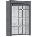 Rail and Six Shelf Fabric Wardrobe with Steel Frame - Dark Grey