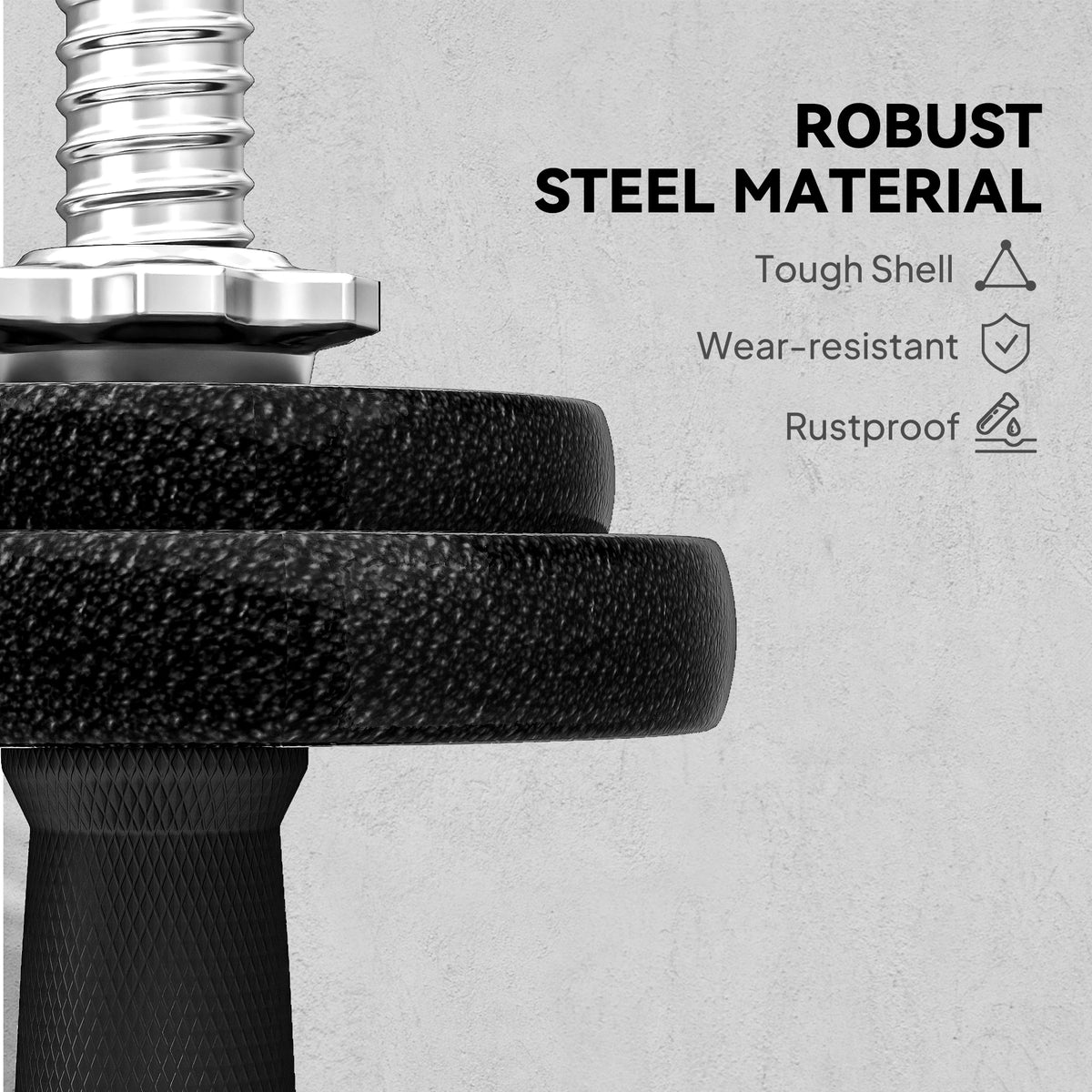 2-in-1 Adjustable Dumbbells Set, 20kg Cast Iron Weights Dumbbells Set with Non-Slip Grip for Strength Training, Weight Lifting, Bodybuilding, Home Gym Workout Equipment for Men & Women