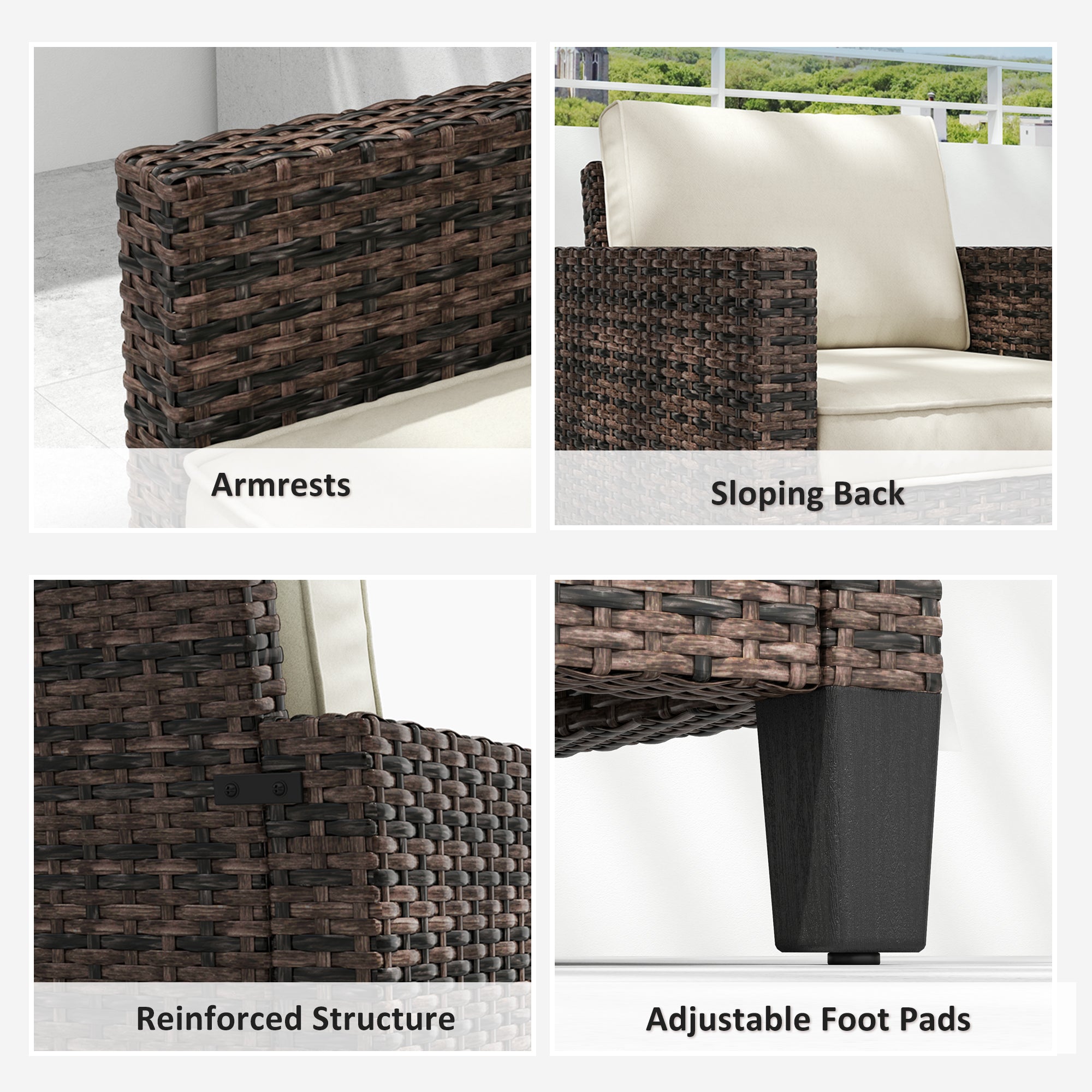 Single Rattan Armchair, with Cushions - Brown