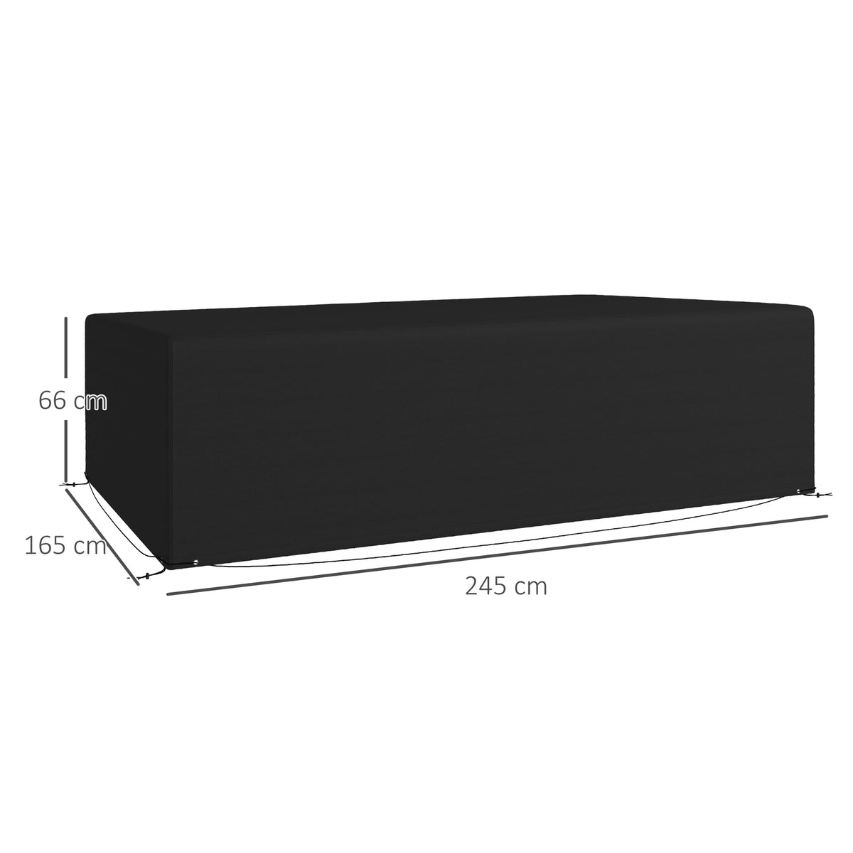 600D Oxford Waterproof Outdoor Garden Furniture Cover for Rectangular Sofa Table Set 245x165x66 cm - Black
