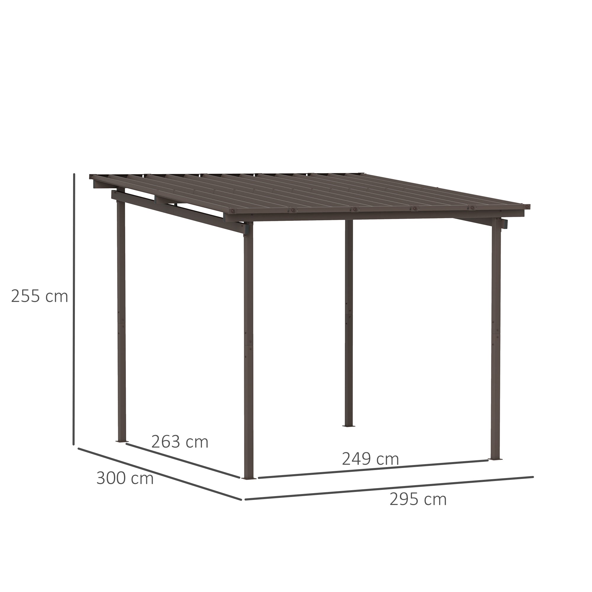 3 x 3(m) Garden Pergola with Waterproof Metal Roof, Lean to Pergola Hardtop Gazebo, Wind-resistant Outdoor Sun Shade, Easy to Assemble