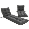 Sun Lounger Cushions Only, Garden Lounge Chair Cushions Set of 2, Sunbed Replacement Pads with 4 Ties, Dark Grey