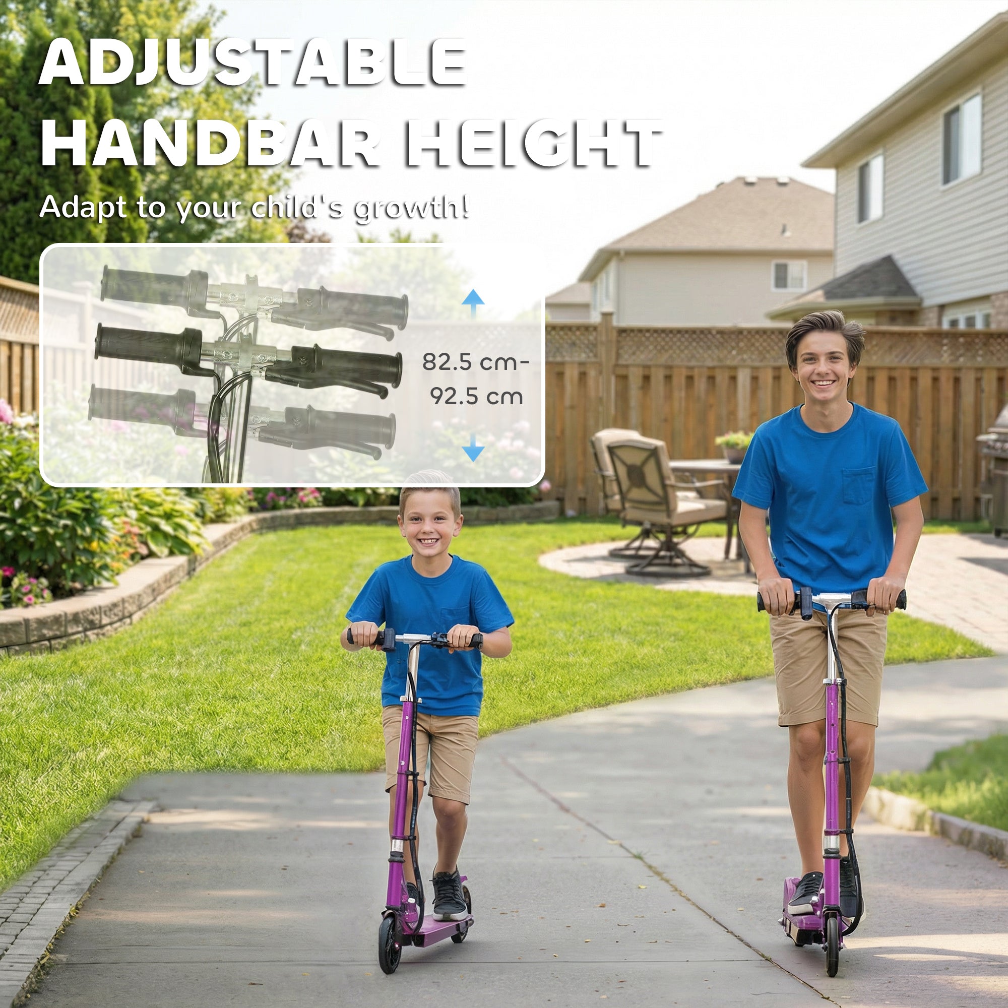 Foldable Electric Kids Scooter, Ride-on for Ages 7-14 Years, Purple