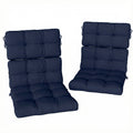 2-Piece Seat Cushion Replacement with Backrest, Garden Patio Chair Cushions Set with Ties, Dark Blue