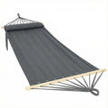 Cotton Hammock, Soft Portable Swing Sleeping w/ Headrest & Side Pocket, Dark Grey