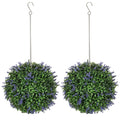 Set of 2 UV-Protected Artificial Plant Topiary Balls 27cm for Indoor Outdoor Decor - Purple