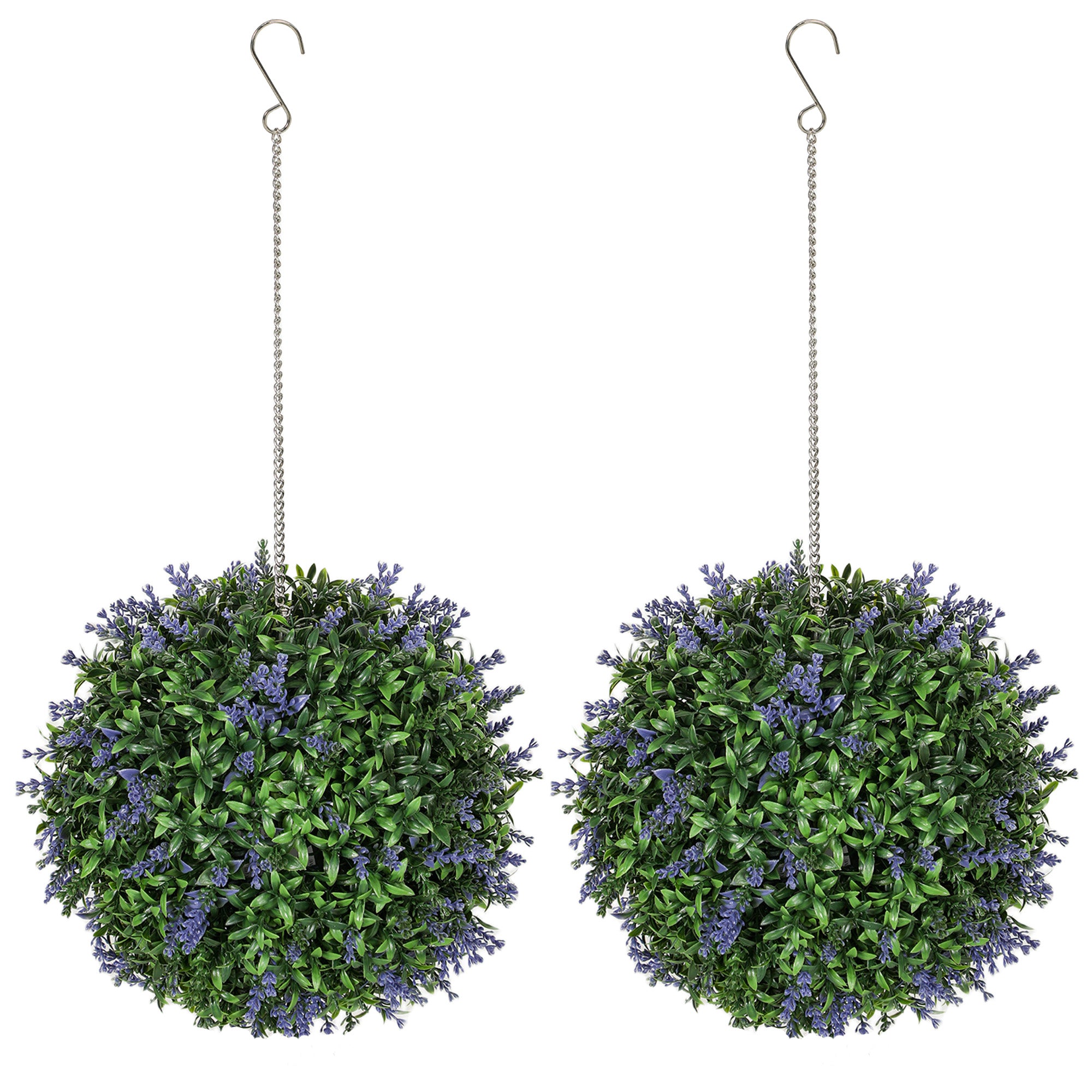 Set of 2 Artificial Plant Topiary Balls, UV-protected Fake Decorative Plants, Faux Plants for Home Indoor Outdoor Decor, 27cm, Purple